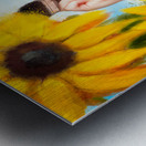 Female artist drawing sun flowers during summer Metal print