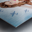 Classic pinup portrait. Female beauty on war bomb Metal print