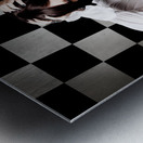 Retro girl crying over a glass of spilt milk Metal print