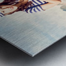 Ocean holiday pinup girl on cruise ship deck Metal print