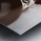 Spooky undead zombie gardener. Midnight pruning Metal print