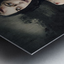 Dark horror scene of an evil zombie woman tied up Metal print