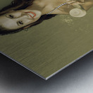 Funky pinup girl handing over a vintage telephone Metal print