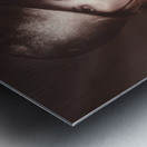 Beautiful blond army pinup girl smoking cigarette Metal print