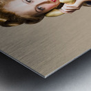 Woman with retro telephone Metal print