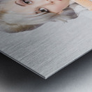 Young woman washing empty copy space windows Metal print