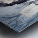 Spooky witch gravedigger with spade in graveyard Metal print