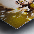 Female Nerd Blowing Bubbles Of Business Success Metal print