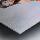 Creative summer fashion. Woman in floral dress Metal print