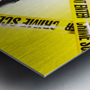 Dead zombie wrapped in tape at crime scene Metal print