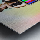 Technology Smart Pinup Woman On Retro Color TV Metal print