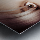 Surprised pinup girl with lipstick makeup in mouth Metal print