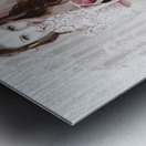 Pinup girl cooking up surprise treat in bakery Metal print