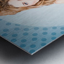 Surprised housewife with BURNT OUT ironing board Metal print