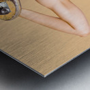 Woman holding skateboard Metal print