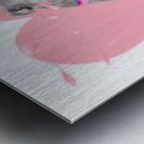 Dog with pink rose on heart shape background Metal print