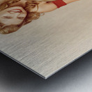 60s pin up girl with vintage record phonograph Metal print