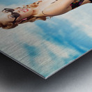 Cute Pinup Girl Looking Surprised On Beach Pier Metal print