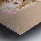 Sightseeing voyage pin-up girl with telescope Metal print