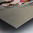 American army pinup girl. Stars and stripes salute Metal print