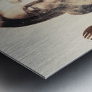 Retro cooking woman giving recipe kiss Metal print