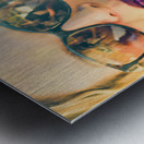 Cute retro girl drinking milkshake Metal print