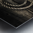 Nautical rope on boat deck. Maritime knots Metal print