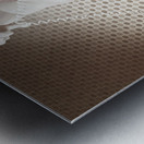 Beautiful brunette pinup woman on vintage phone Metal print