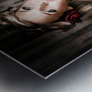 Vintage Beauty Watching Old Film Projector Movie Metal print