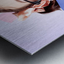 Business Womans Face Covered In Paper Reminders Metal print