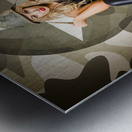 Beautiful army pinup woman on ammo box Metal print