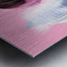 Smiling housewife doing housework laundry duties Metal print