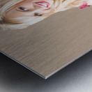 Beautiful Blonde with Heart-Shaped Record Metal print