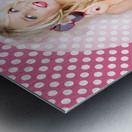 Polka dot pinup girl in retro rockabilly fashion Metal print