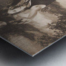 Vintage pin up girl pitching baseball Metal print