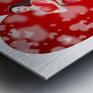 Valentines day woman holding love heart card Metal print