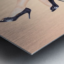 Beautiful asian pin up girl posing on retro tv set Metal print