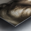 Beauty pin-up woman applying makeup Metal print