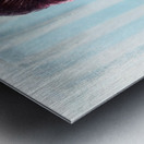 Cool pin-up woman in cold freezer with ice-cream Metal print