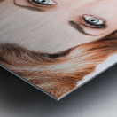 Retro beauty pin up girl applying lipstick makeup Metal print