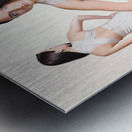 Beautiful young women standing in trendy fashion Metal print