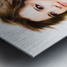 Female fashion model with wind blown hair Metal print