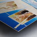 Vacation woman with photos from summer holiday Metal print