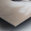 businessperson holding disposable coffee cup Metal print