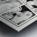 Line art pin-up girl on telephone Metal print