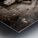 Businessman hero leading way. Strength and courage Metal print