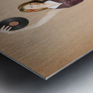 Glamorous pinup girl holding vinyl LP records Metal print