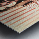 Vintage cinema girl with movie popcorn. Retro film Metal print