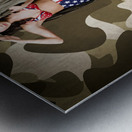 Retro pinup girl in American army lingerie Metal print