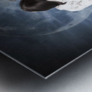 Grieving gothic girl crying next to gravestone Metal print